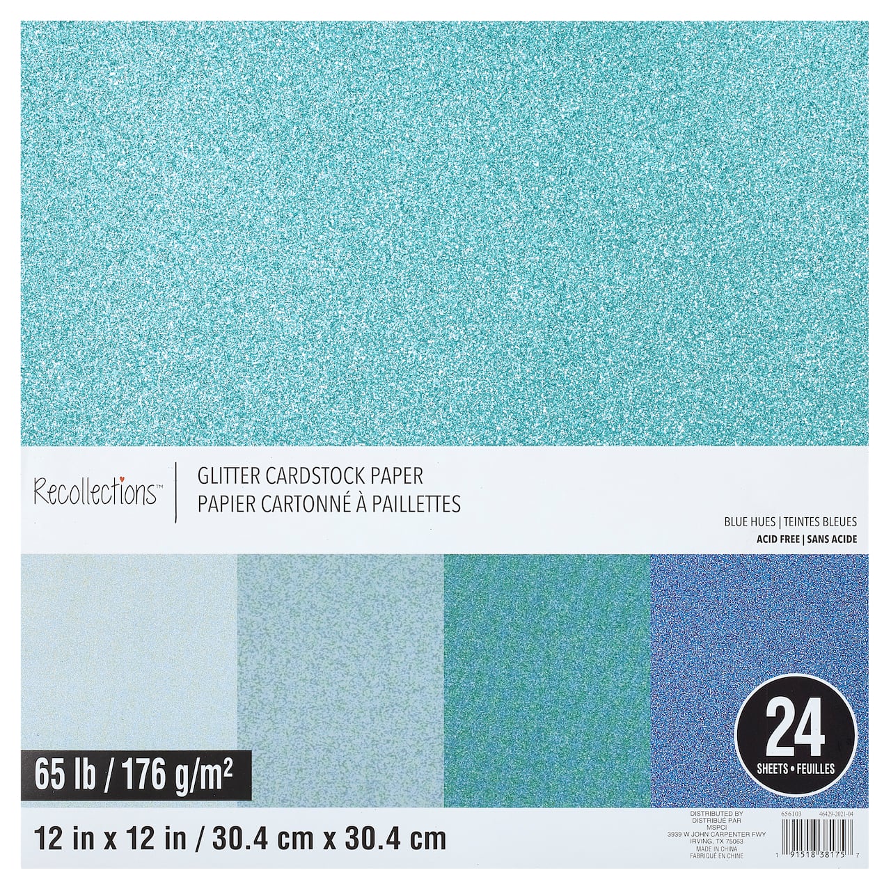 Glitter Blues Cardstock Paper Pad by Recollections&#x2122;, 12&#x22; x 12&#x22;